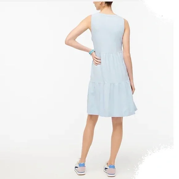 J.Crew arctic blue sleeveless knit tiered mini dress - Picture 4 of 8